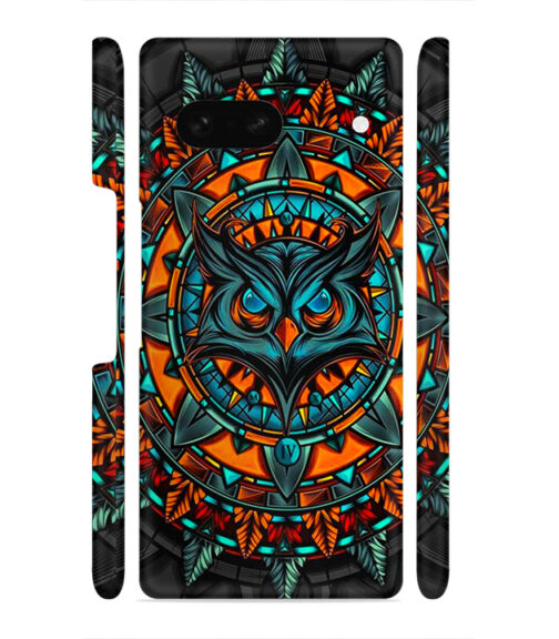 Ai generated owl face graphics Google Pixel 7 Mobile Cover