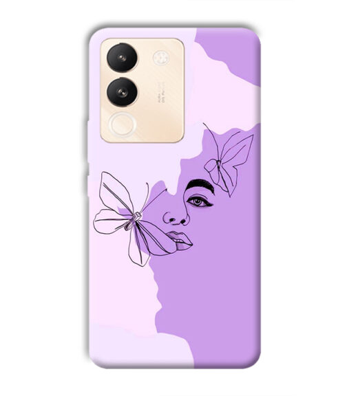 Face sketch with butterfly Vivo Y200 (5G) Mobile Cover