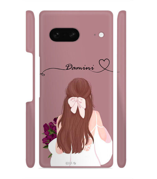 Sweet girl with back pose Customize Text Google Pixel 7 Mobile Cover