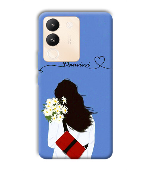 Sweet girl with back pose Customize Text Vivo Y200 (5G) Mobile Cover
