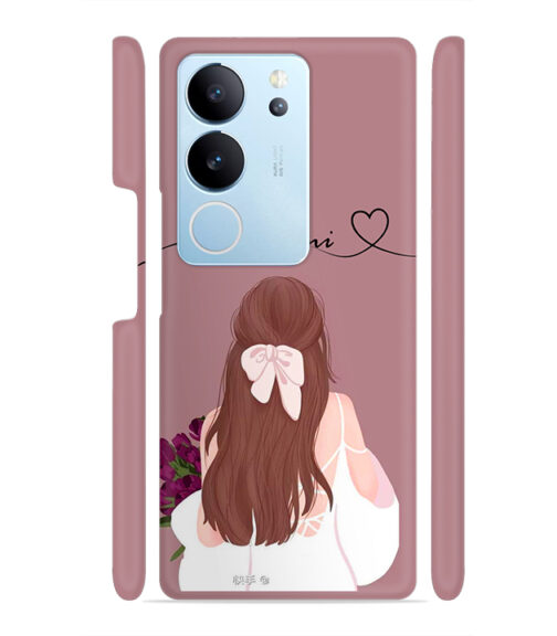 Sweet girl with back pose Customize Text Vivo V29 5G Mobile Cover