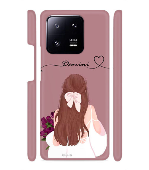 Sweet girl with back pose Customize Text Xiaomi MI 13 PRO Mobile Cover