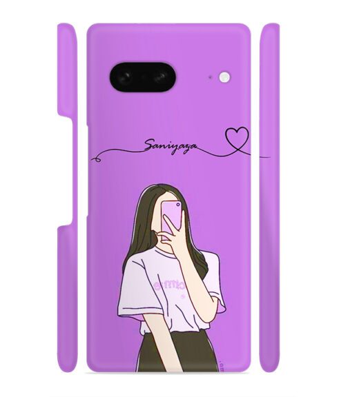 Girl gives mirror selfie pose with Customize Text Google Pixel 7 Mobile Cover