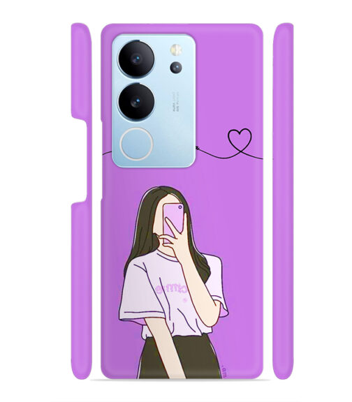Girl gives mirror selfie pose with Customize Text Vivo V29 5G Mobile Cover