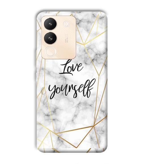 Blacky smoke with gold pattern with text love yourself Vivo Y200 (5G) Mobile Cover