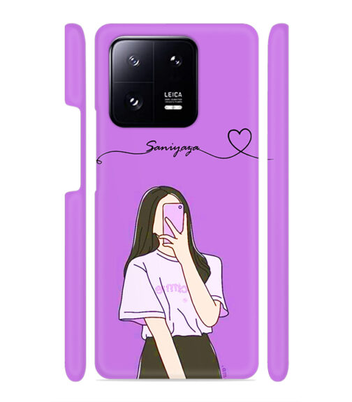 Girl gives mirror selfie pose with Customize Text Xiaomi MI 13 PRO Mobile Cover