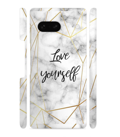Blacky smoke with gold pattern with text love yourself Google Pixel 7 Mobile Cover