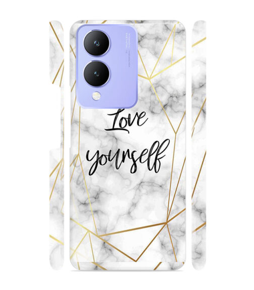 Blacky smoke with gold pattern with text love yourself Vivo Y28 Mobile Cover