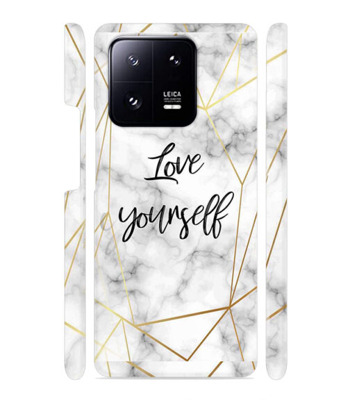 Blacky smoke with gold pattern with text love yourself Xiaomi MI 13 PRO Mobile Cover
