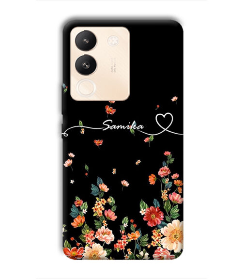Floral design with Customize text Vivo Y200 (5G) Mobile Cover