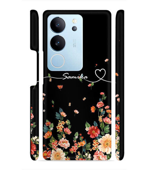 Floral design with Customize text Vivo V29 5G Mobile Cover