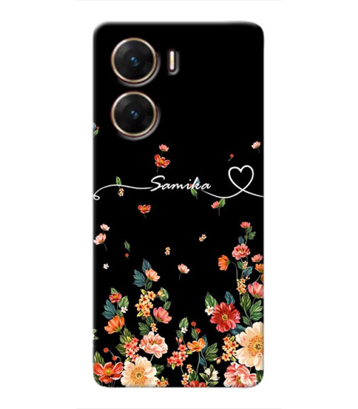 Floral design with Customize text Vivo V29 E Mobile Cover