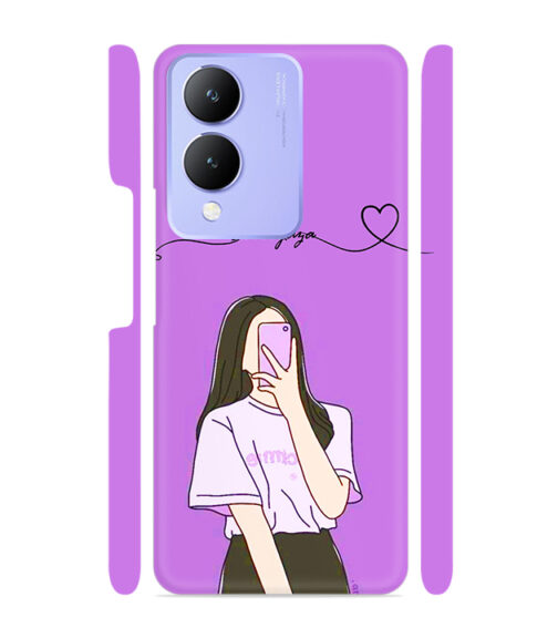 Girl gives mirror selfie pose with Customize Text Vivo Y28 Mobile Cover