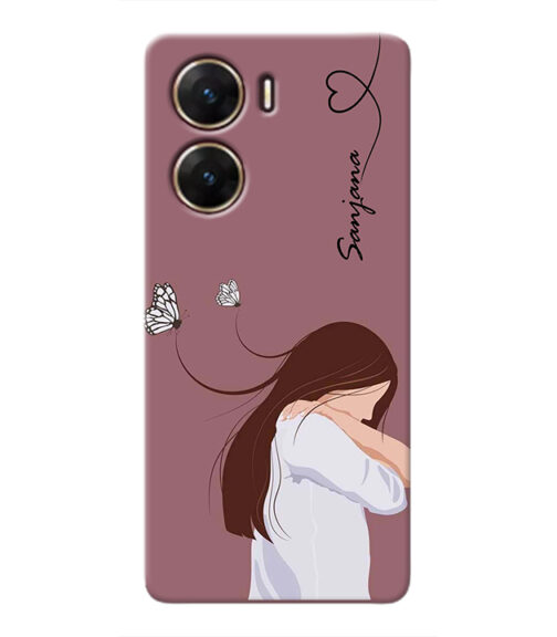 Customize Text with girl Vivo V29 E Mobile Cover