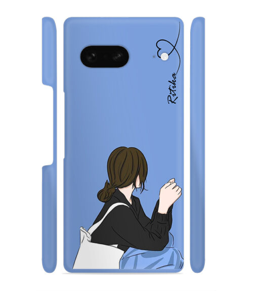 Customize text with siting girl Google Pixel 7 Mobile Cover