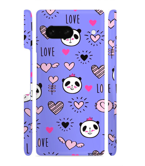 Love text with panda emoji Google Pixel 7 Mobile Cover
