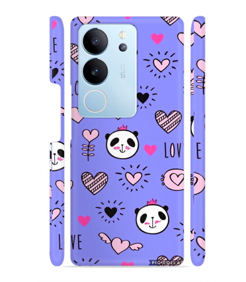 Love text with panda emoji Vivo V29 5G Mobile Cover