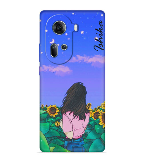 Girl in flower farm with Customize text Oppo Reno 11 (5G) Mobile Cover