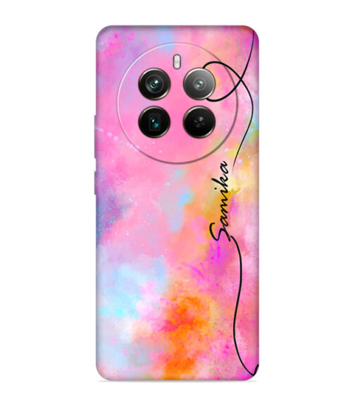 Customize text with pink color abstract painting Realme 12 Pro (5G) Mobile Cover