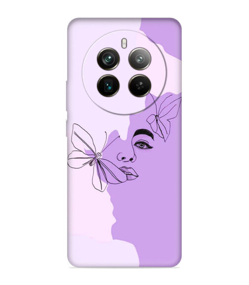 Face sketch with butterfly Realme 12 Pro (5G) Mobile Cover