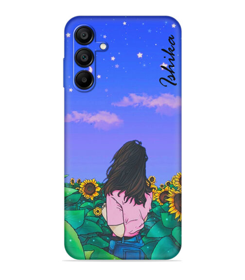 Girl in flower farm with Customize text Samsung Galaxy A15 (5G) Mobile Cover