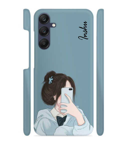 Customize text with girl mirror selfie pose graphics Samsung Galaxy A25 (5G) Mobile Cover