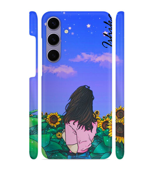 Girl in flower farm with Customize text Samsung Galaxy S24 (5G) Mobile Cover