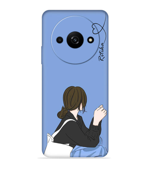 Customize text with siting girl Xiaomi Redmi A3 (5G) Mobile Cover