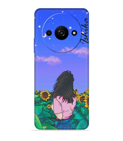 Girl in flower farm with Customize text Xiaomi Redmi A3 (5G) Mobile Cover
