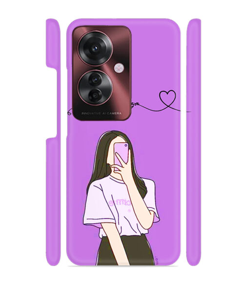Girl gives mirror selfie pose with Customize Text Oppo F25 Pro 5G Mobile Cover