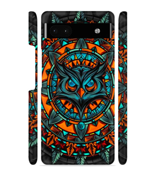 Ai generated owl face graphics Google Pixel 6A Prime Mobile Cover