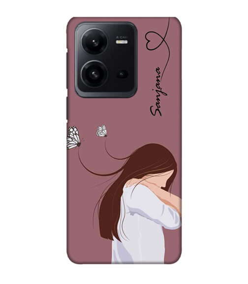 Sanjana Text with girl Vivo V25 Mobile Cover