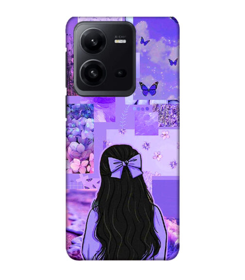 Girl with neon background Vivo V25 Mobile Cover