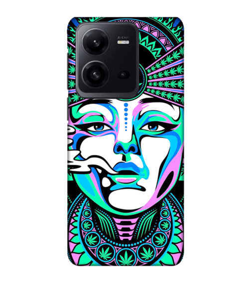 Marijuana theme artwork with beauty Vivo V25 Mobile Cover