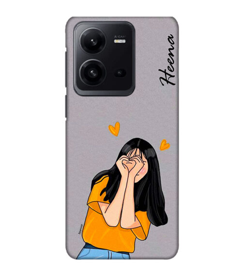 Girl with heena text Vivo V25 Mobile Cover