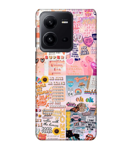 Beautiful combination of color with butterfly Vivo V25 Mobile Cover
