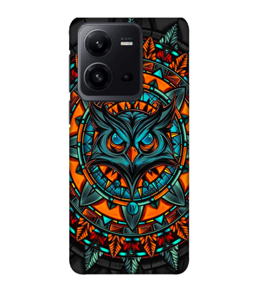 Ai generated owl face graphics Vivo V25 Mobile Cover