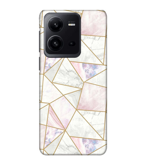 Marvel effect with gold line abstract design Vivo V25 Mobile Cover