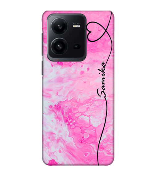 Samika text with pink color abstract painting Vivo V25 Mobile Cover