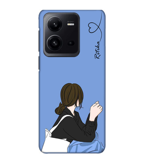 Ritika text with siting girl Vivo V25 Mobile Cover