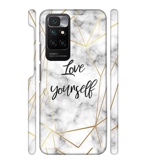 Blacky smoke with gold pattern with text love yourself Redmi 10 Prime Mobile Cover