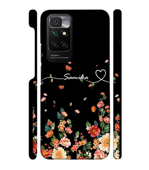 Floral design with Customized text Redmi 10 Prime Mobile Cover