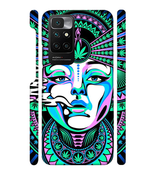 Marijuana theme artwork with beauty Redmi 10 Prime Mobile Cover