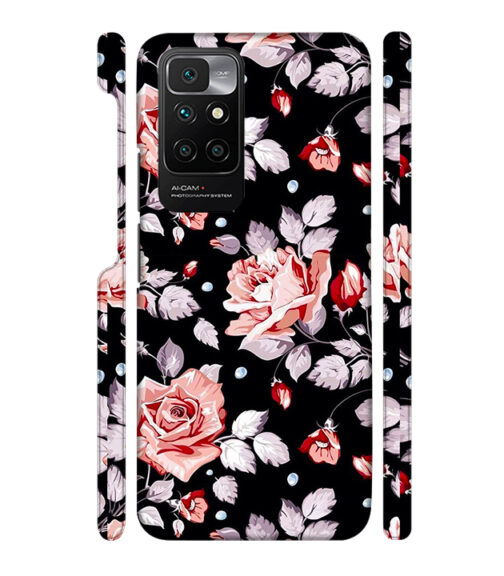 Floral design with black background Redmi 10 Prime Mobile Cover