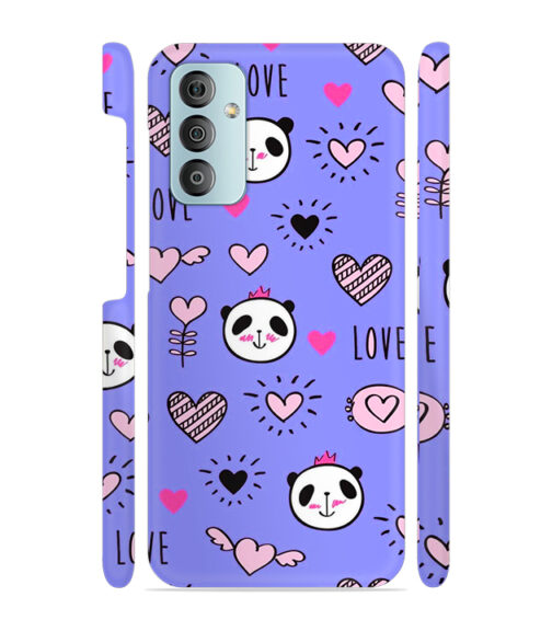Love text with panda emoji Samsung Galaxy F23 (5G) Mobile Cover