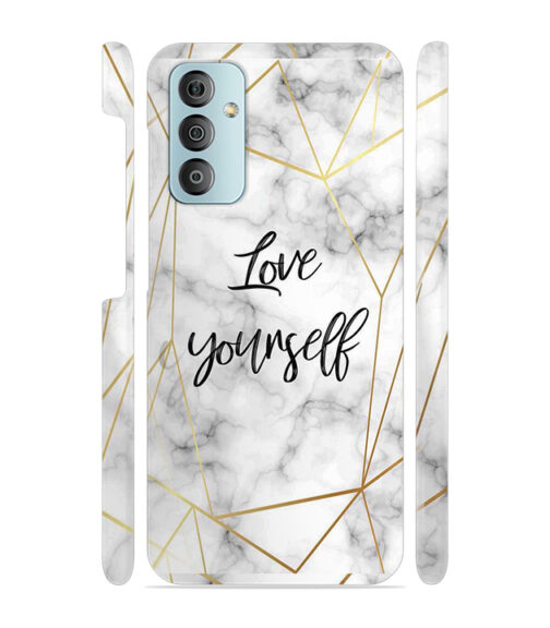 Blacky smoke with gold pattern with text love yourself Samsung Galaxy F23 (5G) Mobile Cover