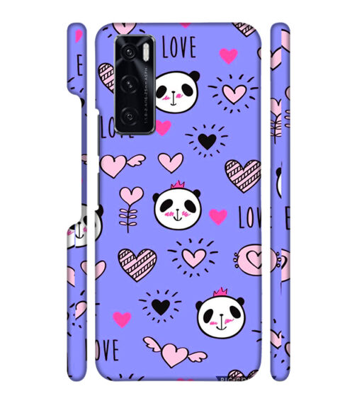 Love text with panda emoji Vivo V20 SE Mobile Cover