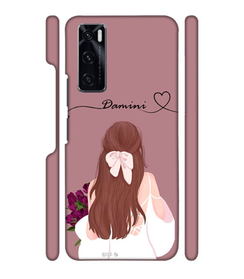 Sweet girl with back pose with flower background Vivo V20 SE Mobile Cover