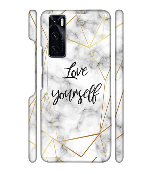 Blacky smoke with gold pattern with text love yourself Vivo V20 SE Mobile Cover