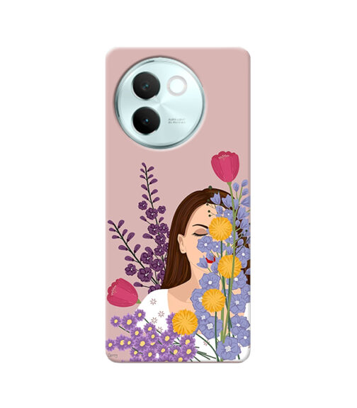 Girl in Flowers Vivo V30 E Mobile Cover